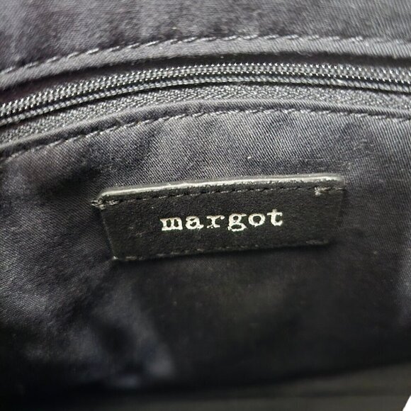 margot Black Suede Leather Snake Print Basket Weave Crossbody Purse - Picture 10 of 10